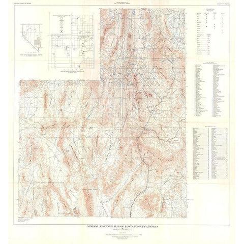 Lincoln County Minerals Nevada Mines - Tschanz Gold Ornate Wood Framed Art Print with Double Matting by Tschanz