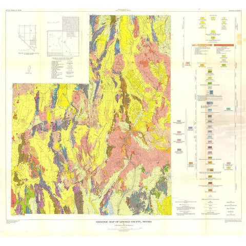 Lincoln County Nevada Mines - Tschanz 1954 White Modern Wood Framed Art Print by Tschanz