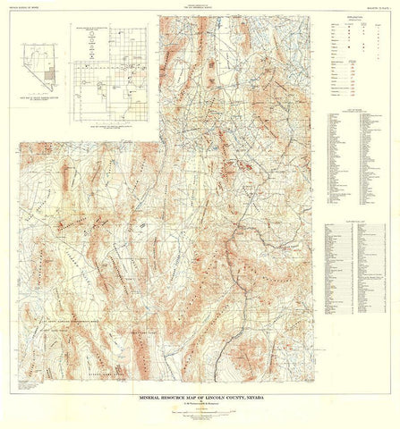 Lincoln County Minerals Nevada Mines - Tschanz Black Ornate Wood Framed Art Print with Double Matting by Tschanz