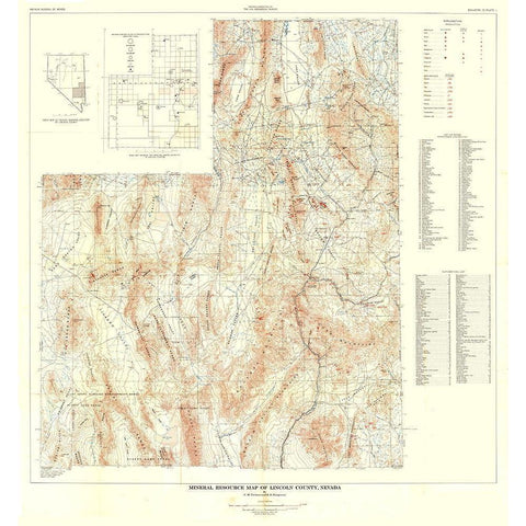 Lincoln County Minerals Nevada Mines - Tschanz Black Modern Wood Framed Art Print with Double Matting by Tschanz