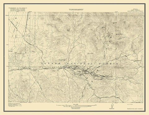 Manhattan Vicinity Nevada - USGS 1916 Black Ornate Wood Framed Art Print with Double Matting by USGS