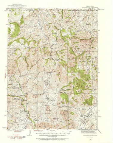 Mountain City Nevada Idaho Quad - USGS 1936 Black Ornate Wood Framed Art Print with Double Matting by USGS