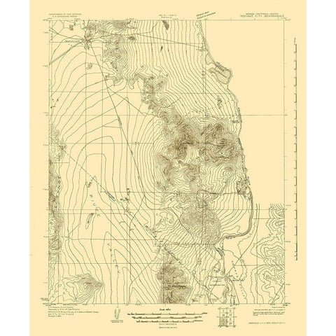 Mohave City Nevada California Arizona Quad White Modern Wood Framed Art Print by USGS