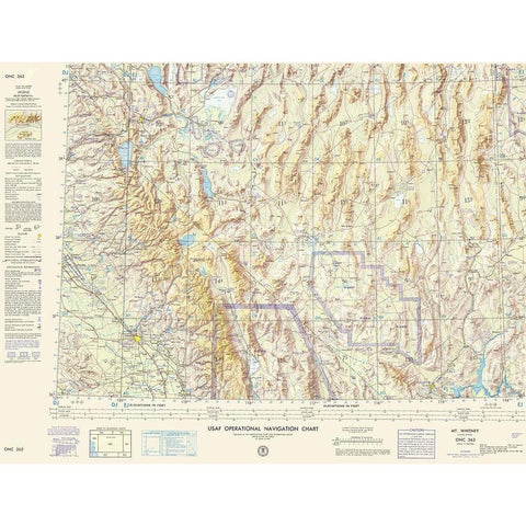 Mt Whitney California Nevada Arizona Sheet Gold Ornate Wood Framed Art Print with Double Matting by USAF