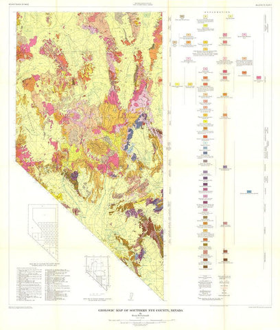 Southern Nye County Nevada Mines - Cornwall 1954 White Modern Wood Framed Art Print with Double Matting by Cornwall