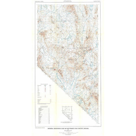 Southern Nye County Minerals NV Mines Black Modern Wood Framed Art Print with Double Matting by Cornwall