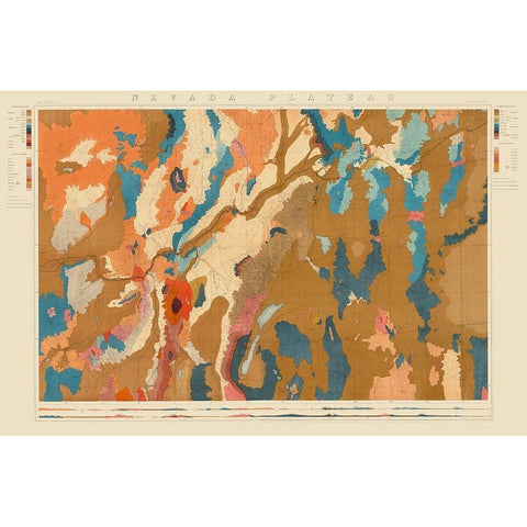 Nevada Plateau Nevada - King 1876 Gold Ornate Wood Framed Art Print with Double Matting by King