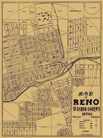 Reno Nevada Landowner - Stewart 1900 Black Ornate Wood Framed Art Print with Double Matting by Stewart
