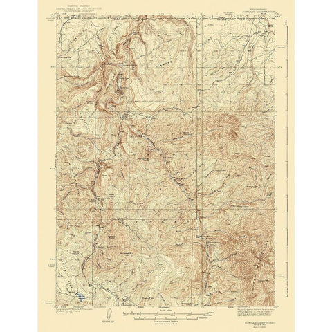 Rowland Nevada Idaho Quad - USGS 1940 Gold Ornate Wood Framed Art Print with Double Matting by USGS