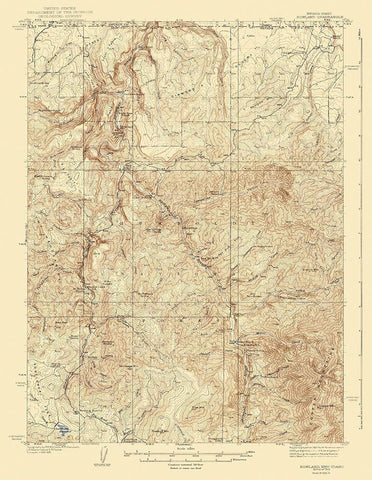 Rowland Nevada Idaho Quad - USGS 1940 White Modern Wood Framed Art Print with Double Matting by USGS