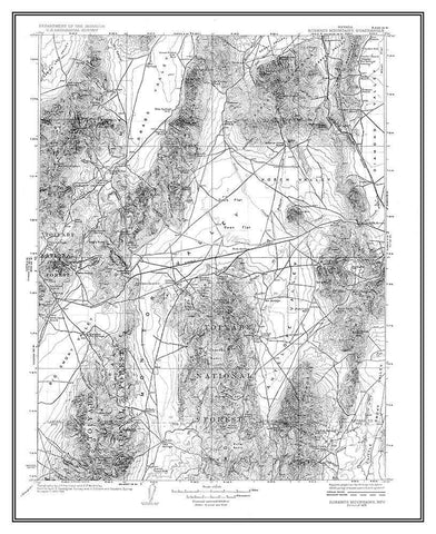 Mt Roberts Nevada Quad - USGS 1929 Black Ornate Wood Framed Art Print with Double Matting by USGS