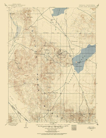 Silver Peak Nevada Quad - USGS 1900 White Modern Wood Framed Art Print with Double Matting by USGS