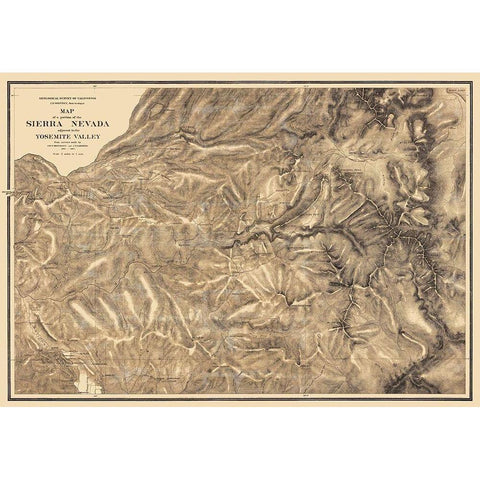 Part of Sierra Nevada California - Whitney 1867 Gold Ornate Wood Framed Art Print with Double Matting by Whitney