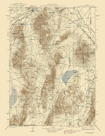 Sonoma Range Nevada Quad - USGS 1939 Black Ornate Wood Framed Art Print with Double Matting by USGS