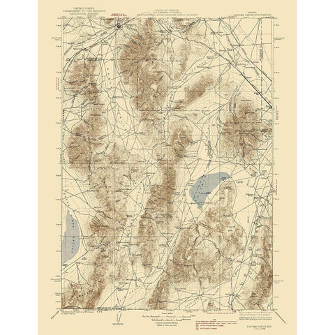 Sonoma Range Nevada Quad - USGS 1939 Black Modern Wood Framed Art Print with Double Matting by USGS