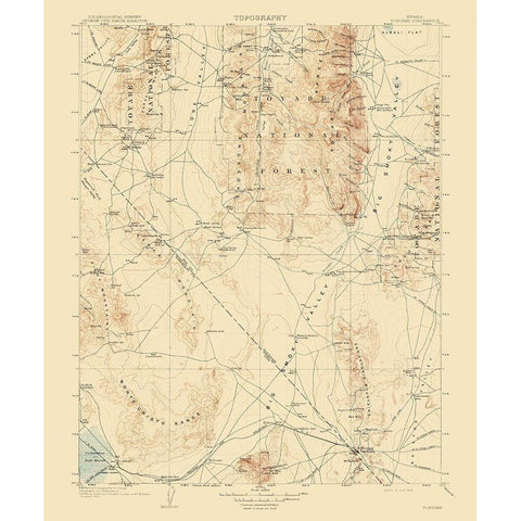 Tonopah Nevada Quad - USGS 1908 White Modern Wood Framed Art Print by USGS