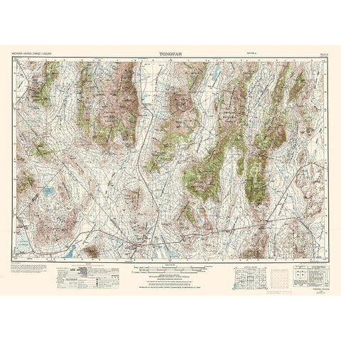 Tonopah Nevada Quad - USGS 1956 Gold Ornate Wood Framed Art Print with Double Matting by USGS