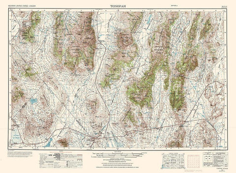 Tonopah Nevada Quad - USGS 1956 White Modern Wood Framed Art Print with Double Matting by USGS