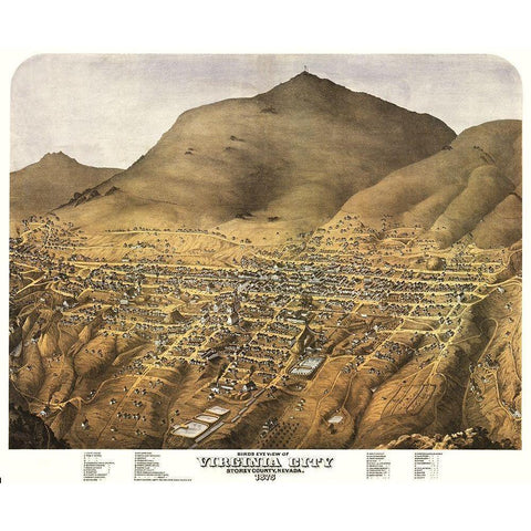 Virginia City Nevada - Koch 1875 White Modern Wood Framed Art Print by Koch
