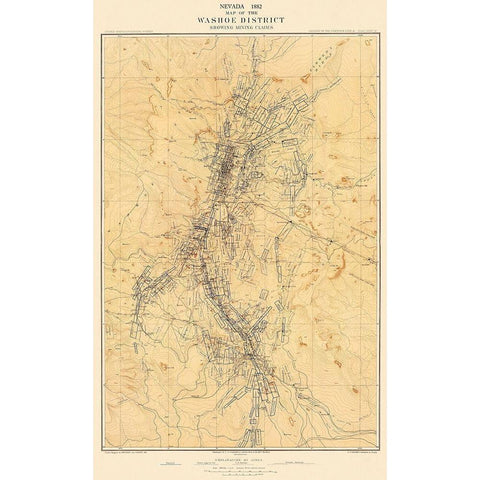 Washoe Mining District Claims Nevada - Hoffman White Modern Wood Framed Art Print by Hoffman