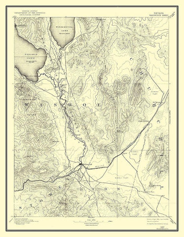 Wadsworth Nevada Sheet - USGS 1894 Black Ornate Wood Framed Art Print with Double Matting by USGS