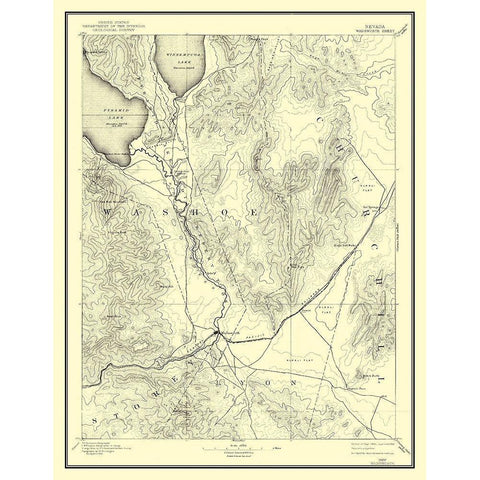 Wadsworth Nevada Sheet - USGS 1894 Black Modern Wood Framed Art Print with Double Matting by USGS