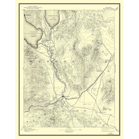 Wadsworth Nevada Sheet - USGS 1894 Gold Ornate Wood Framed Art Print with Double Matting by USGS