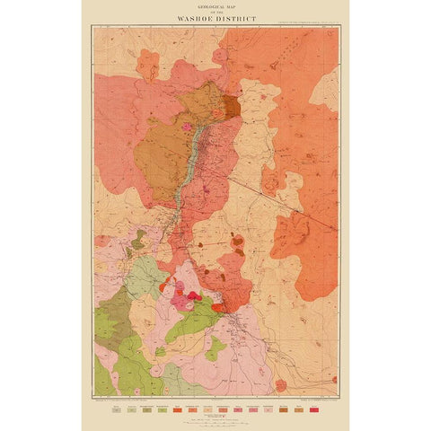 Washoe District Nevada - Becker 1882 Black Modern Wood Framed Art Print with Double Matting by Becker