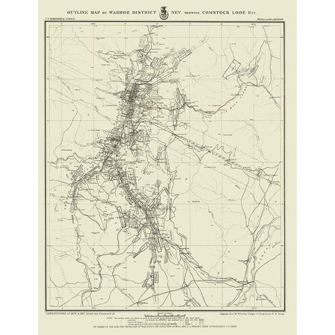 Washoe District showing Comstock Lode Nevada Gold Ornate Wood Framed Art Print with Double Matting by USGS