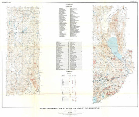 Washoe Storey Counties Mineral NV Mines Black Ornate Wood Framed Art Print with Double Matting by Bonham
