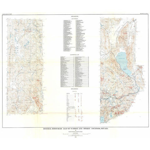 Washoe Storey Counties Mineral NV Mines Black Modern Wood Framed Art Print by Bonham