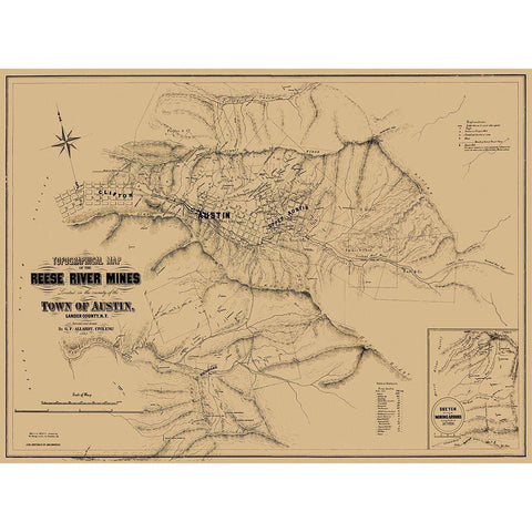 Austin Reese River Mine District Nevada Black Modern Wood Framed Art Print with Double Matting by Allardt