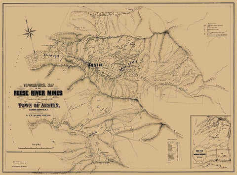 Austin Reese River Mine District Nevada Black Ornate Wood Framed Art Print with Double Matting by Allardt