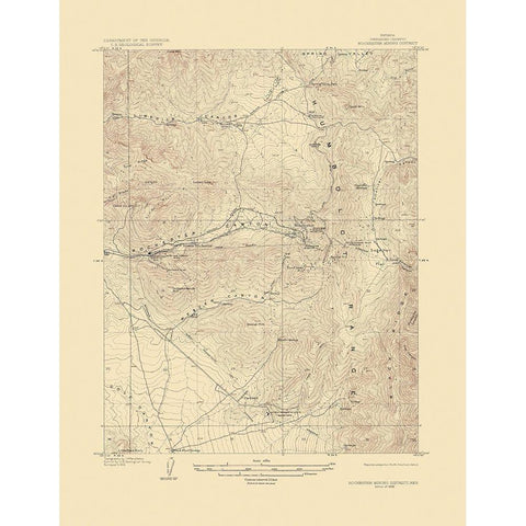 Rochester Mining Nevada - USGS 1928 Gold Ornate Wood Framed Art Print with Double Matting by USGS