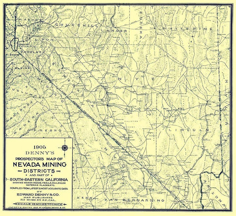 Prospectors Mining District Nevada - Denny 1905 White Modern Wood Framed Art Print with Double Matting by Denny