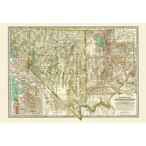 Nevada, Utah - Matthews 1807 Black Modern Wood Framed Art Print by Matthews