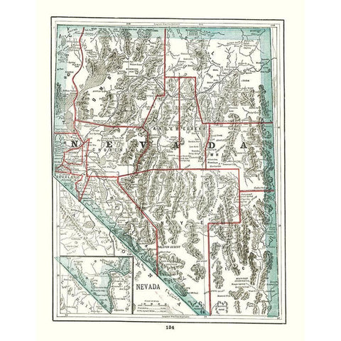 Nevada - Rathbun 1893 Gold Ornate Wood Framed Art Print with Double Matting by Rathbun