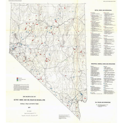 Active Mines Oil Fields Nevada Mines - Payne 1976 White Modern Wood Framed Art Print by Payne