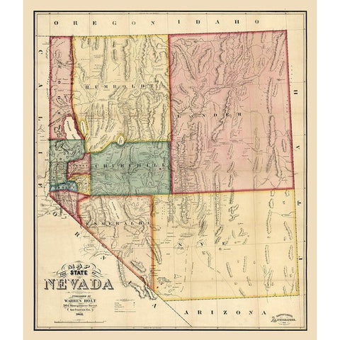 Nevada - Holt 1866  Black Modern Wood Framed Art Print with Double Matting by Holt