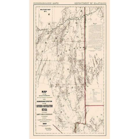 Nevada - Wheeler 1869  Black Modern Wood Framed Art Print by Wheeler