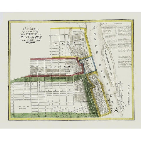 Albany New York - Merchant 1828 White Modern Wood Framed Art Print by Merchant