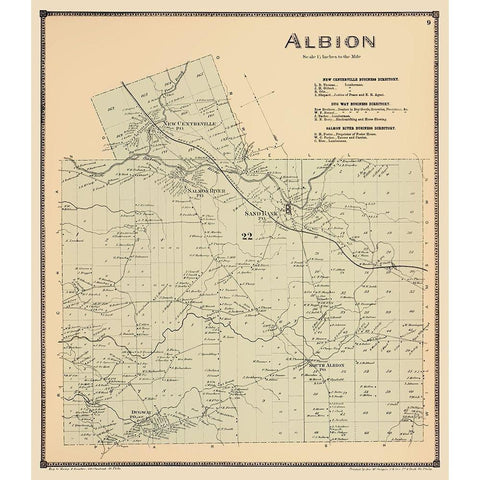Albion New York Landowner - Stone 1867 Gold Ornate Wood Framed Art Print with Double Matting by Stone