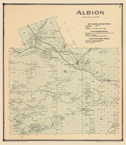 Albion New York Landowner - Stone 1867 Black Ornate Wood Framed Art Print with Double Matting by Stone