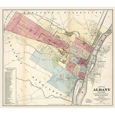 Albany New York - Bingham 1877  Black Modern Wood Framed Art Print with Double Matting by Bingham