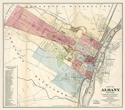 Albany New York - Bingham 1877  Black Ornate Wood Framed Art Print with Double Matting by Bingham