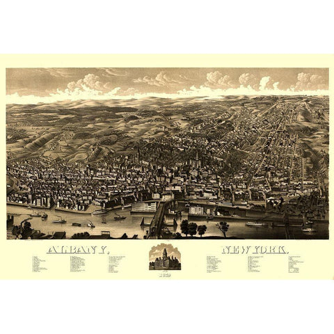 Albany New York -1879 White Modern Wood Framed Art Print by Unknown