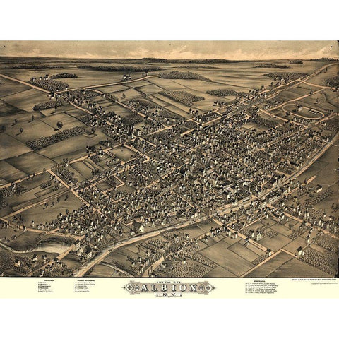 Albion New York - Rowley 1880  Black Modern Wood Framed Art Print by Rowley