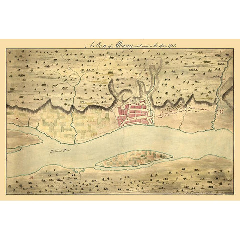 Albany New York -1758 White Modern Wood Framed Art Print by Unknown