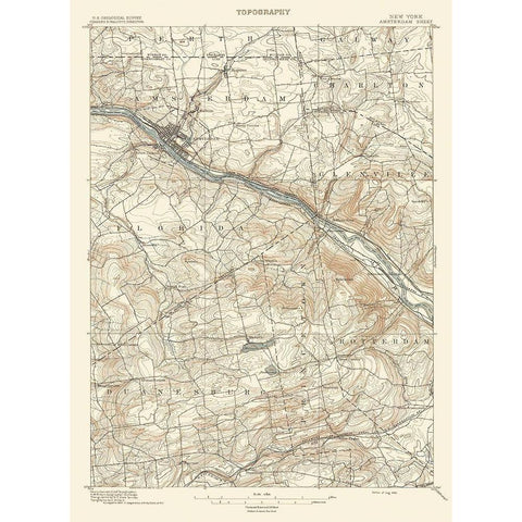 Amsterdam New York Sheet - USGS 1895 Black Modern Wood Framed Art Print by USGS