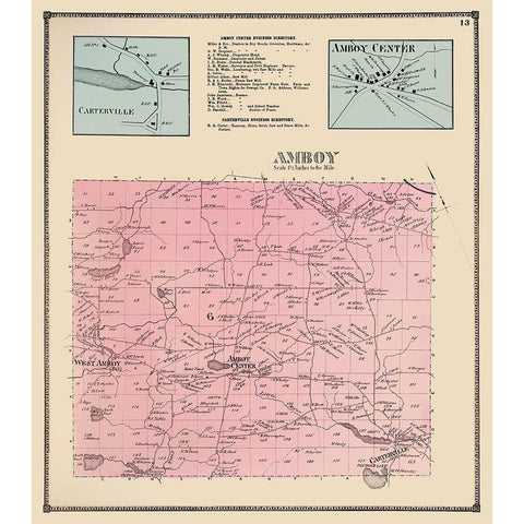 Amboy New York Landowner - Stone 1867 White Modern Wood Framed Art Print by Stone